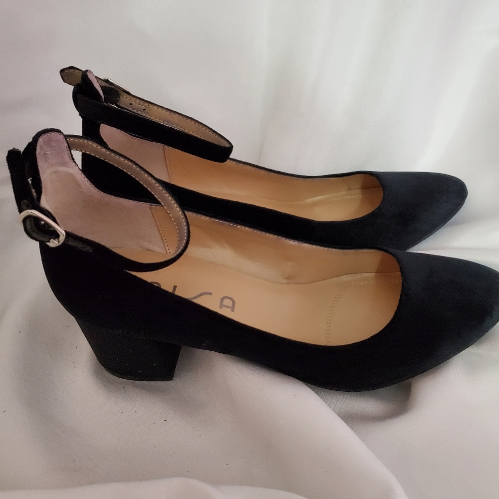 unisa. Black velvet shoes with ankle strap. New without tags or box.